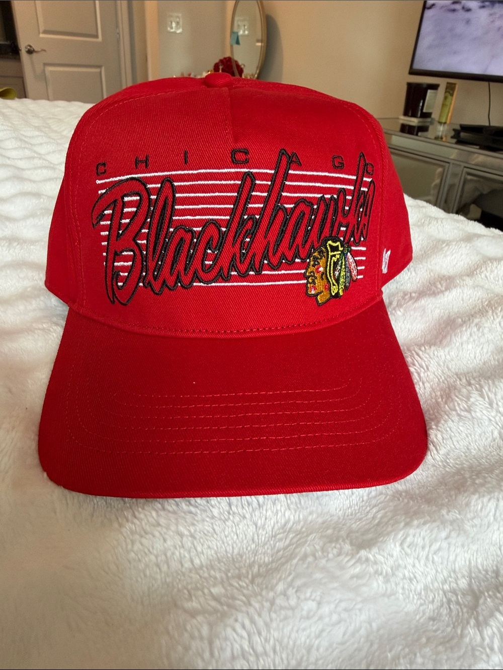 '47 Chicago Blackhawks Red Script Logo Snapback Hat NEW NEVER WORN